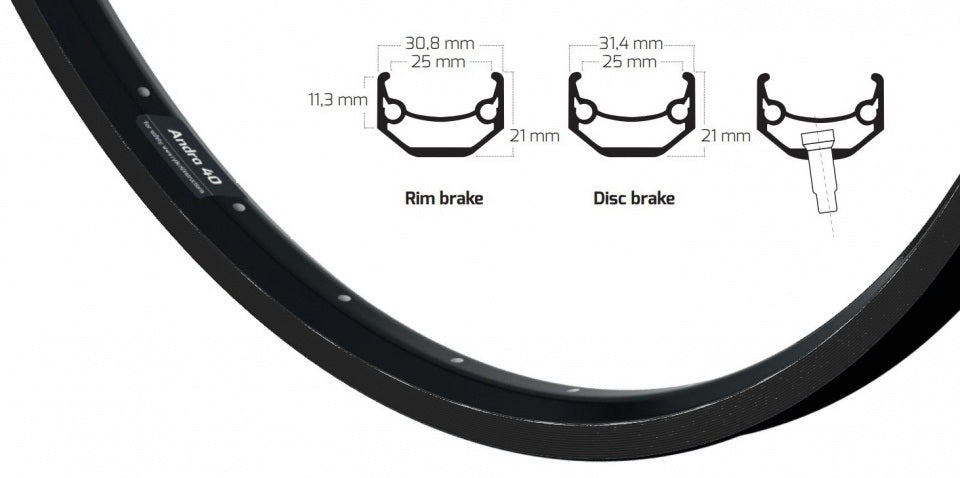 Ryde velg andra 40 26 tum (559) zwart skiva 32 hål 14g