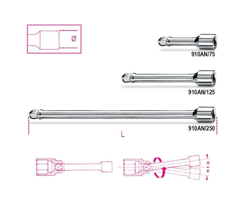 Beta 3 8" swiveling extensions 910an 250 - 009100829