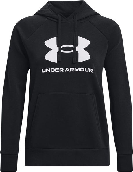 Under Armour UA Rival Fleece Big Logo HD moteriškas sportinis megztinis – juodas – baltas