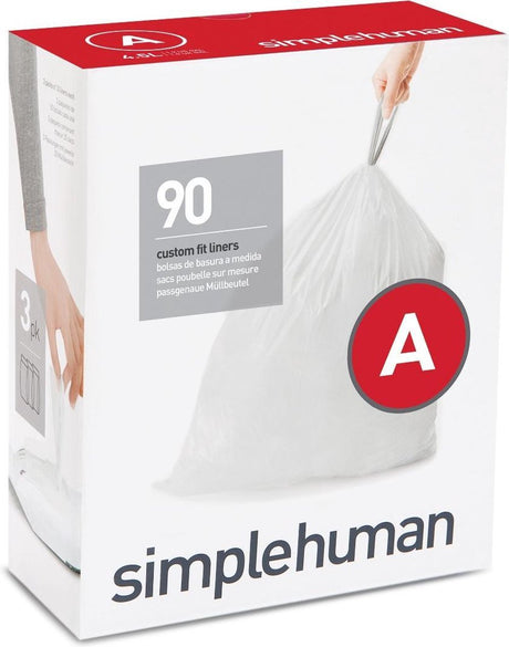 Simplehuman code a - avalzakken - 4,5 liter - 90 stuks - met trekband - wit