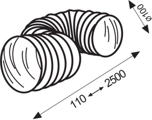 Slange fleksibel PVC hvit 100 mm 2,5 meter