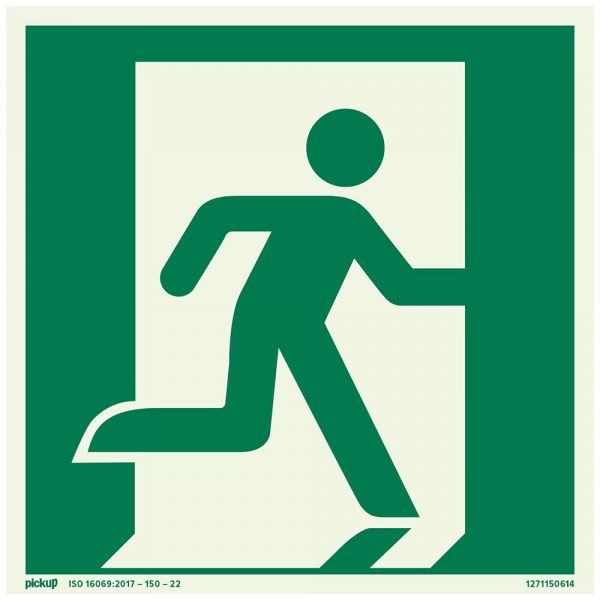 Panneau de sortie de secours droit ftlm - 150x150 mm autocollant.