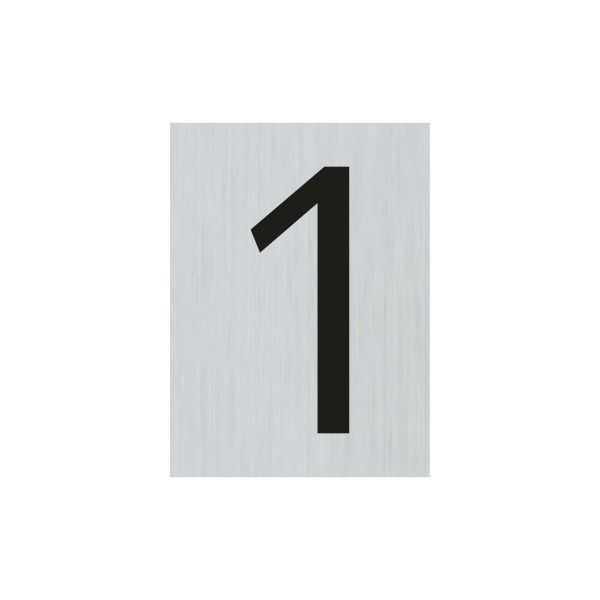 Aluminiumschëld Nummer 1 - 44x60 mm selbstklebend.