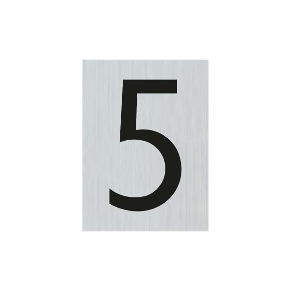 Aluminum sign number 5 - 44x60 mm self-adhesive.