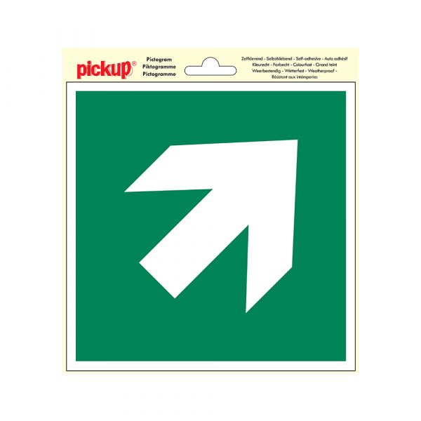 Sticker Fluchtwee Pfeil diagonal - 200x200 mm.