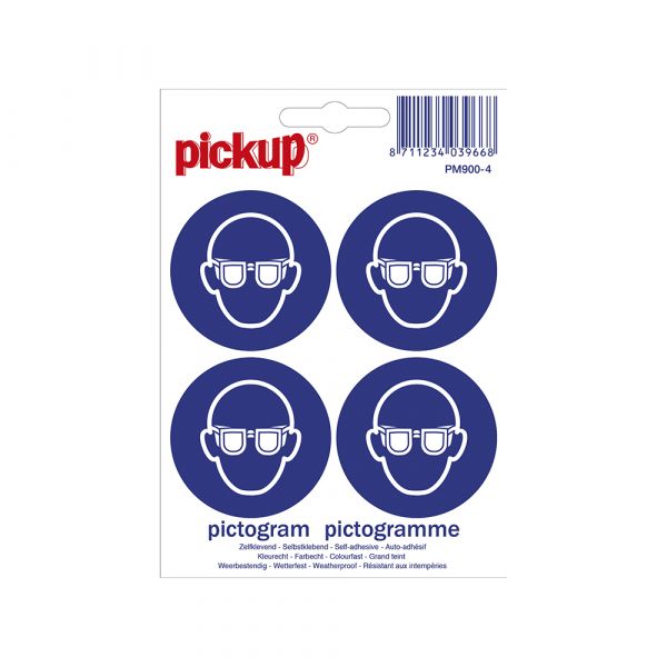 Sticker safety glasses mandatory - 47 mm around 4 pieces.