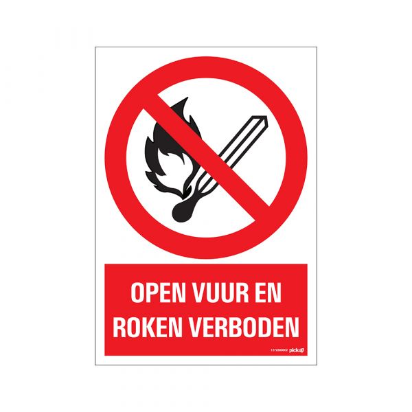 Skylt för öppen eld och rökförbud - 230x330 mm.