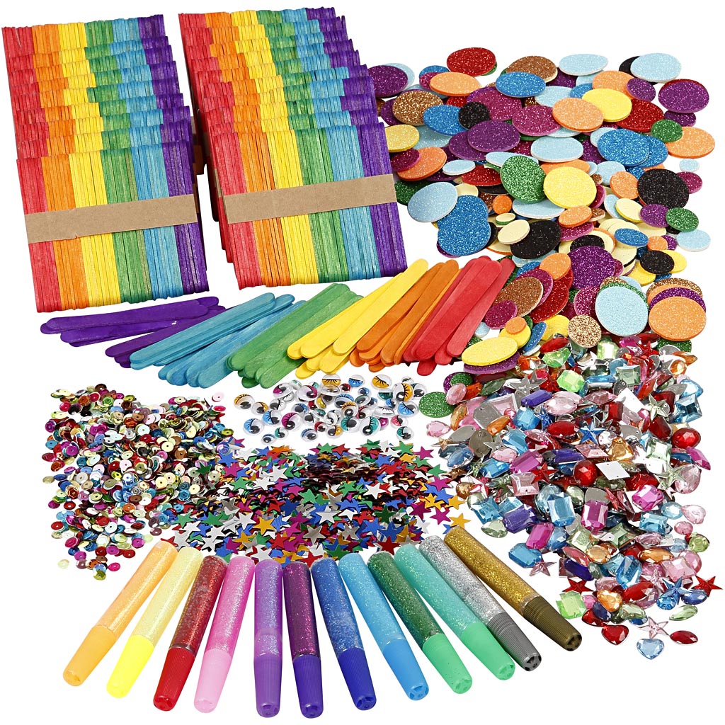 Creativ Firma Glitter an Holzstécker, verschidde Faarwen, 1 Set