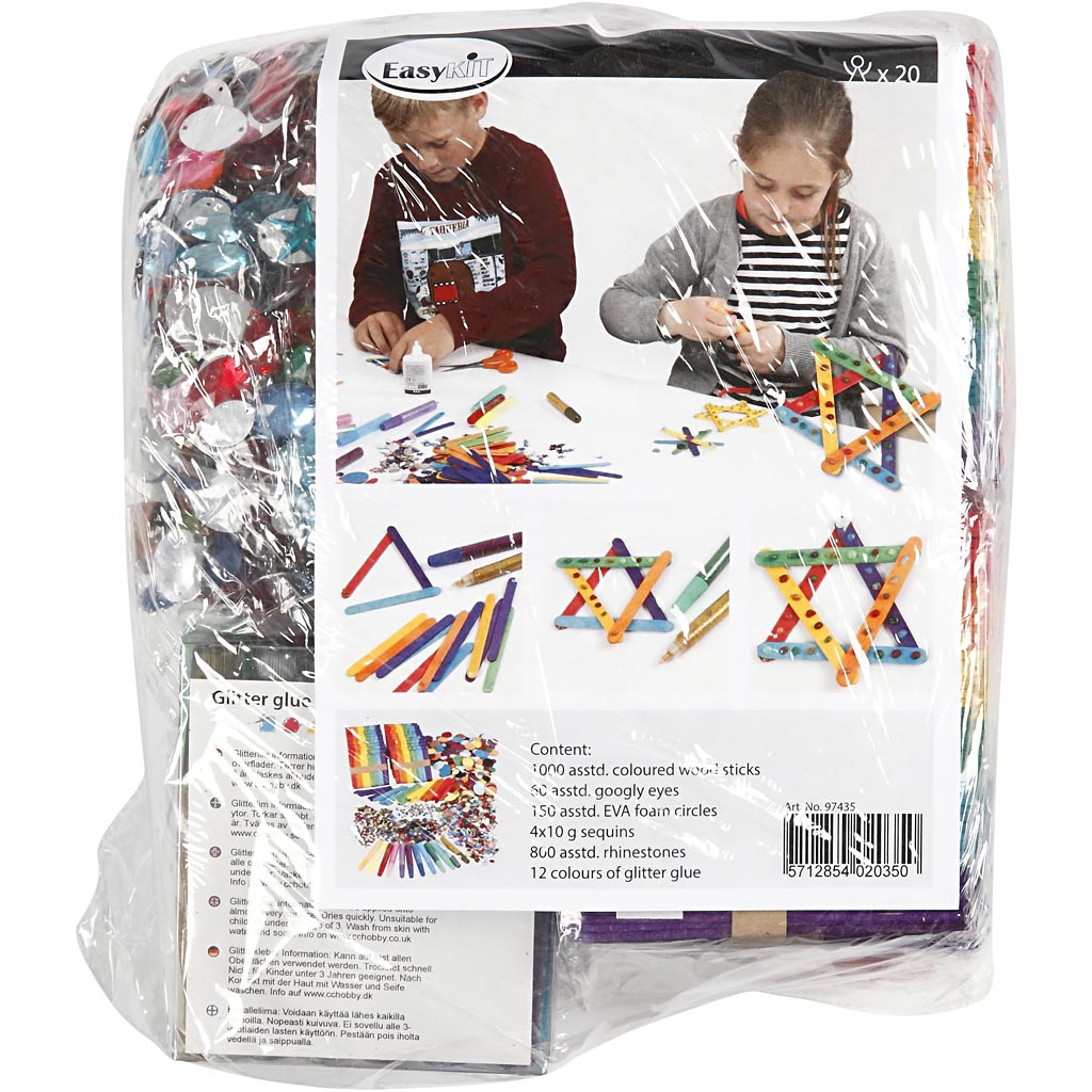 Creativ Firma Glitter an Holzstécker, verschidde Faarwen, 1 Set