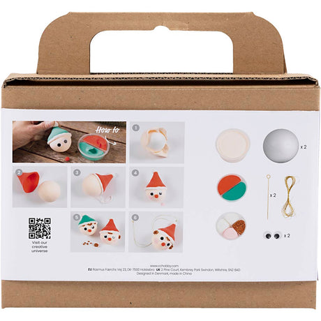 Creativ Firma Mini Hobby Set Chrëschtdag Bäll, rout a gréng Gnomen, 1 Këscht