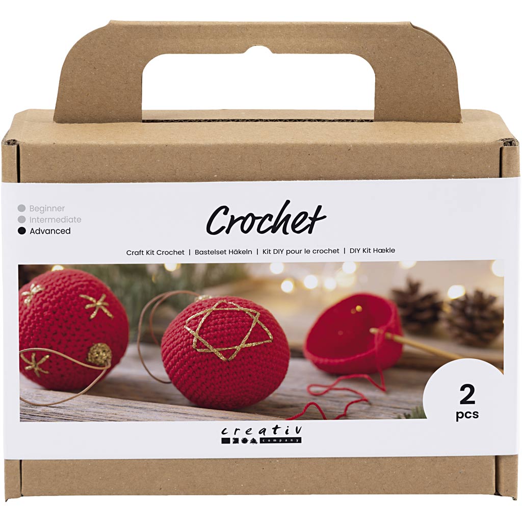 Creativ company hobby set crochet, Christmas balls, red, 1 box