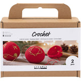 Creativ company hobby set crochet, Christmas balls, red, 1 box
