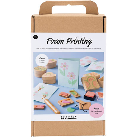 Creativ Firma Hobby Set Schaumdruck, dekoréiert Këschten a Kaarten, beige, mëttlere gréng, Minze, hell rout, 1 Këscht