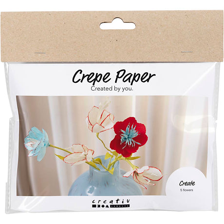 Creativ Firma Mini Hobby Set Crepe Pabeier, Crepe Pabeier Blummen, Pastellfarben, 1 Këscht