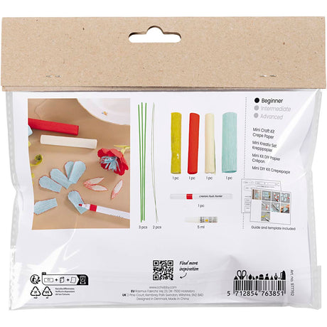 Creativ Firma Mini Hobby Set Crepe Pabeier, Crepe Pabeier Blummen, Pastellfarben, 1 Këscht