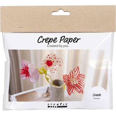 Mini zestaw hobbystyczny firmy Creativ, papier krepowy, kwiaty, pastelowe kolory, 1 opakowanie