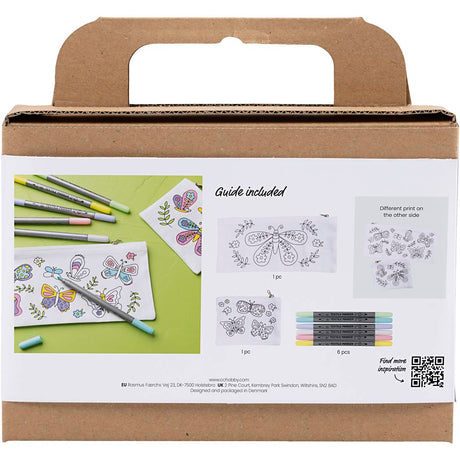 Mini zestaw hobbystyczny firmy Creativ do ozdabiania tekstyliów, motyle, pastelowe kolory, 1 opakowanie