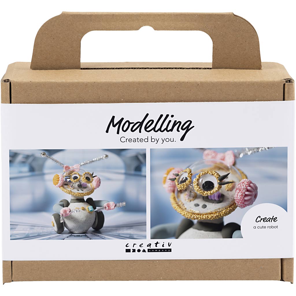 Creativ company mini hobby set robot modeling gray and pink