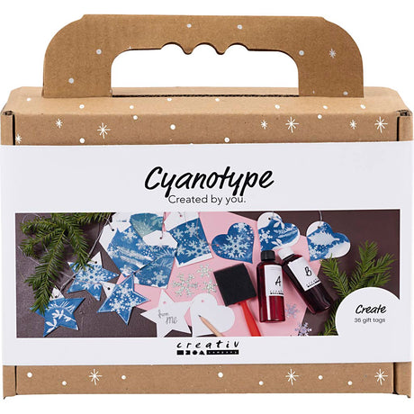 Mini zestaw hobbystyczny firmy Creativ cyjanotypia, zawieszki na prezenty, niebieski, srebrny, 1 opakowanie