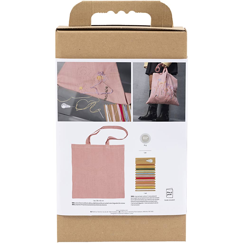 Creativ company embroidery hobby set, carrying bag, light pink, 1 box