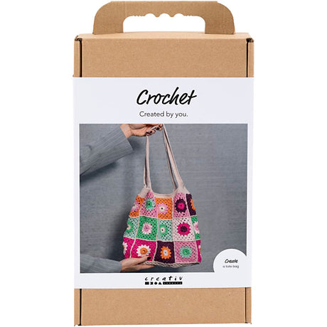 Creativ firma hæklet hobbysæt, taske, farverig, creme, 1 æske