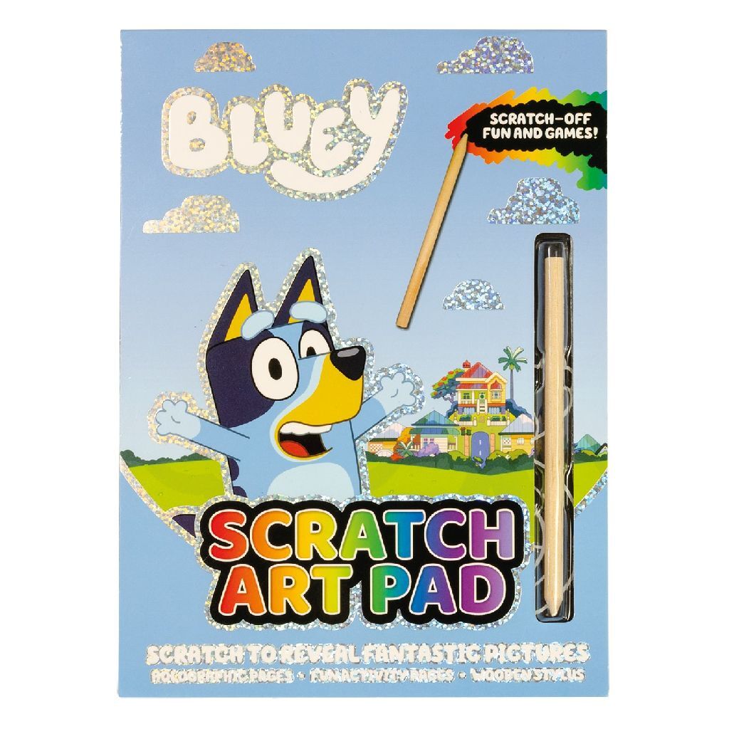 Bloc à rayures bluey avec des jeux