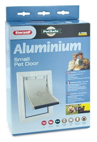 Petsafe mačja loputa do 7 kg aluminijaste bele