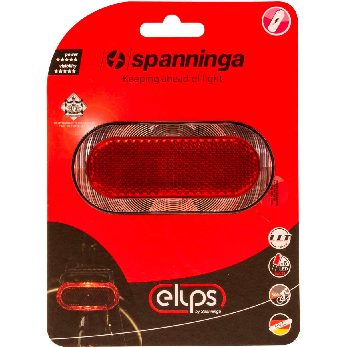 Baklys Elips XB -batteri LED 80 mm rød