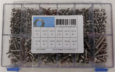 Assortiment zelftapper d7983 rvs a2