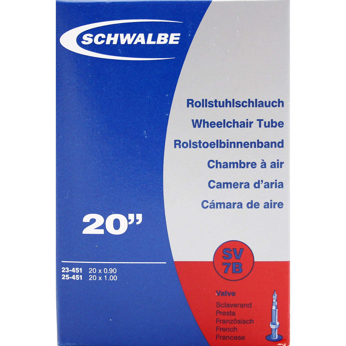 Schwalbe intérieur tube fv sv7b 20 étroit 23 25-451 (lumière supplémentaire)