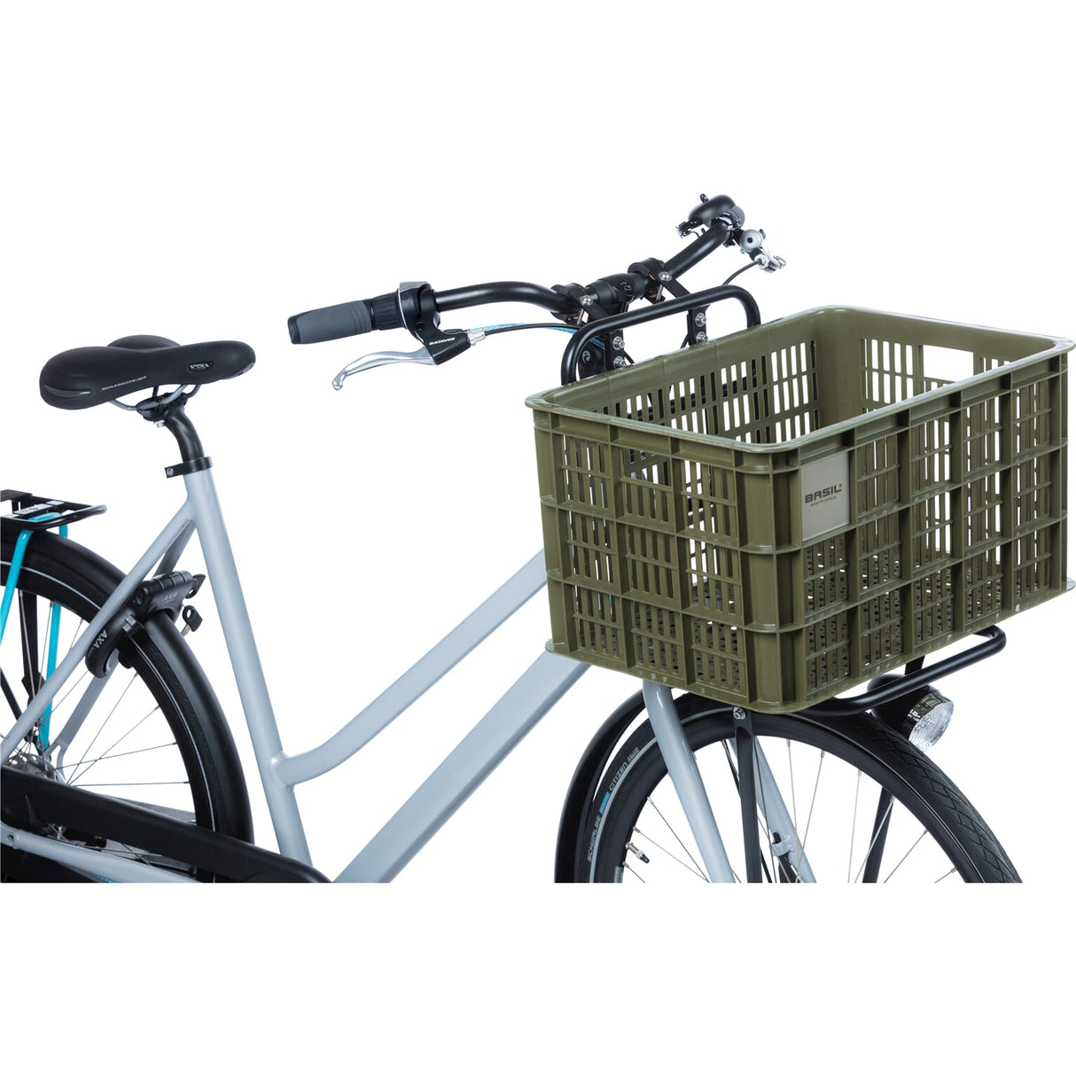 Basil Bicycle Crate l Groot 40 litros de verde