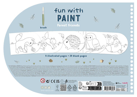 Pequeno livro de pintura holandês amigos da floresta - livro de artesanato de desenho e pintura, incl. pincel e 4 cores de tinta - criança - livro de férias - brinquedos 3 anos