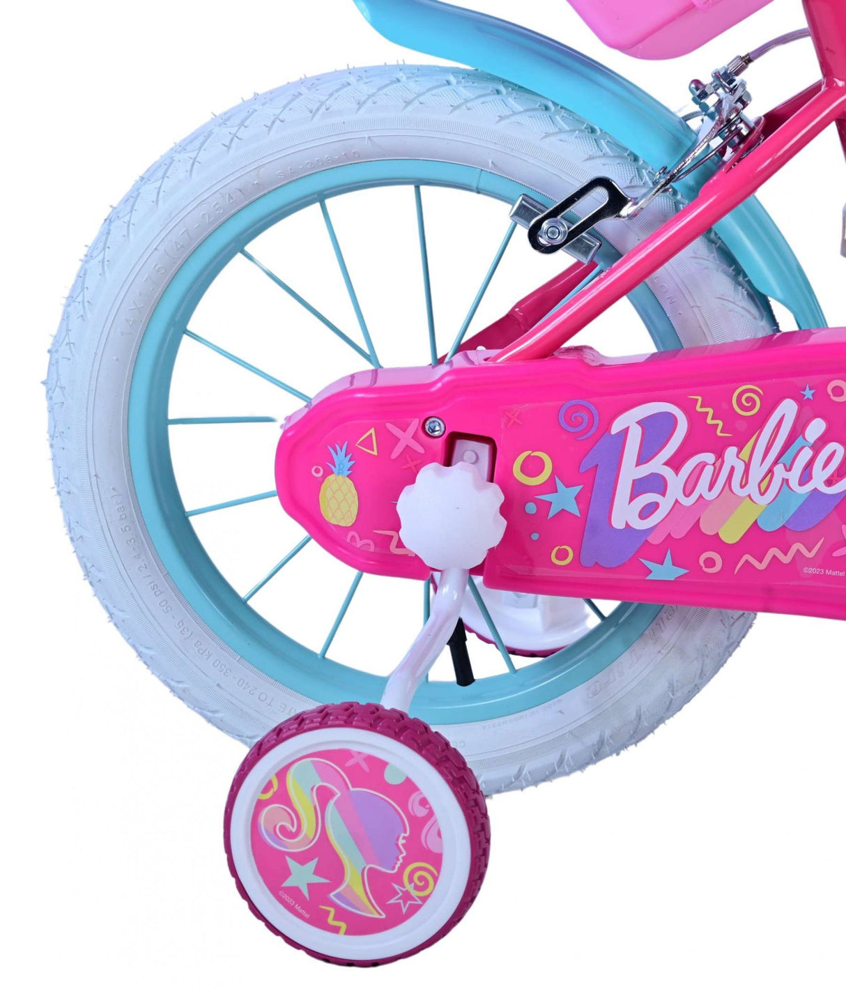 Barbie Kanner vum Barbie's Bike Meedercher 14 Zoll rosa zwee Handbremsen