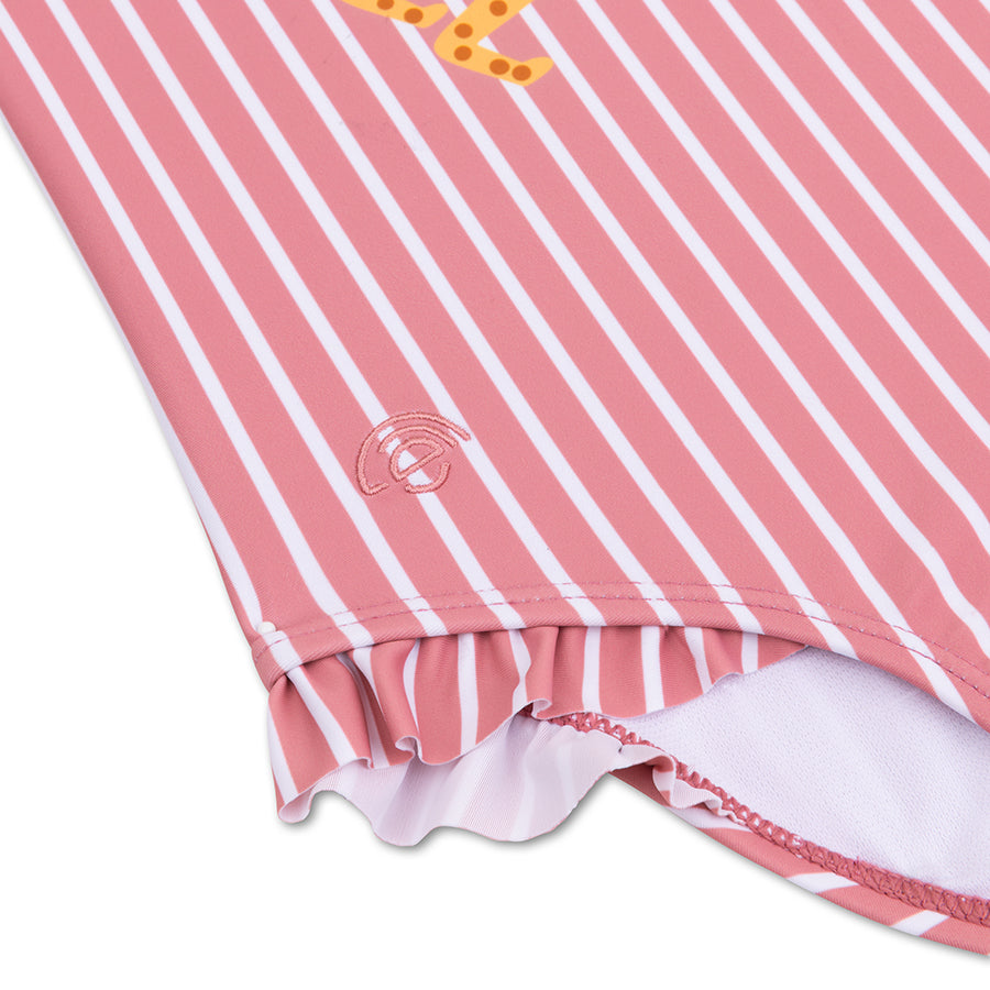 Boldlines | red white striped girls UV swimsuit