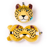 Relaxeazzz leopard rund resekudde sovmask