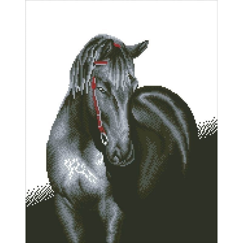 Midnattshingst diamant dotz: 53x42 cm (dd10.012)