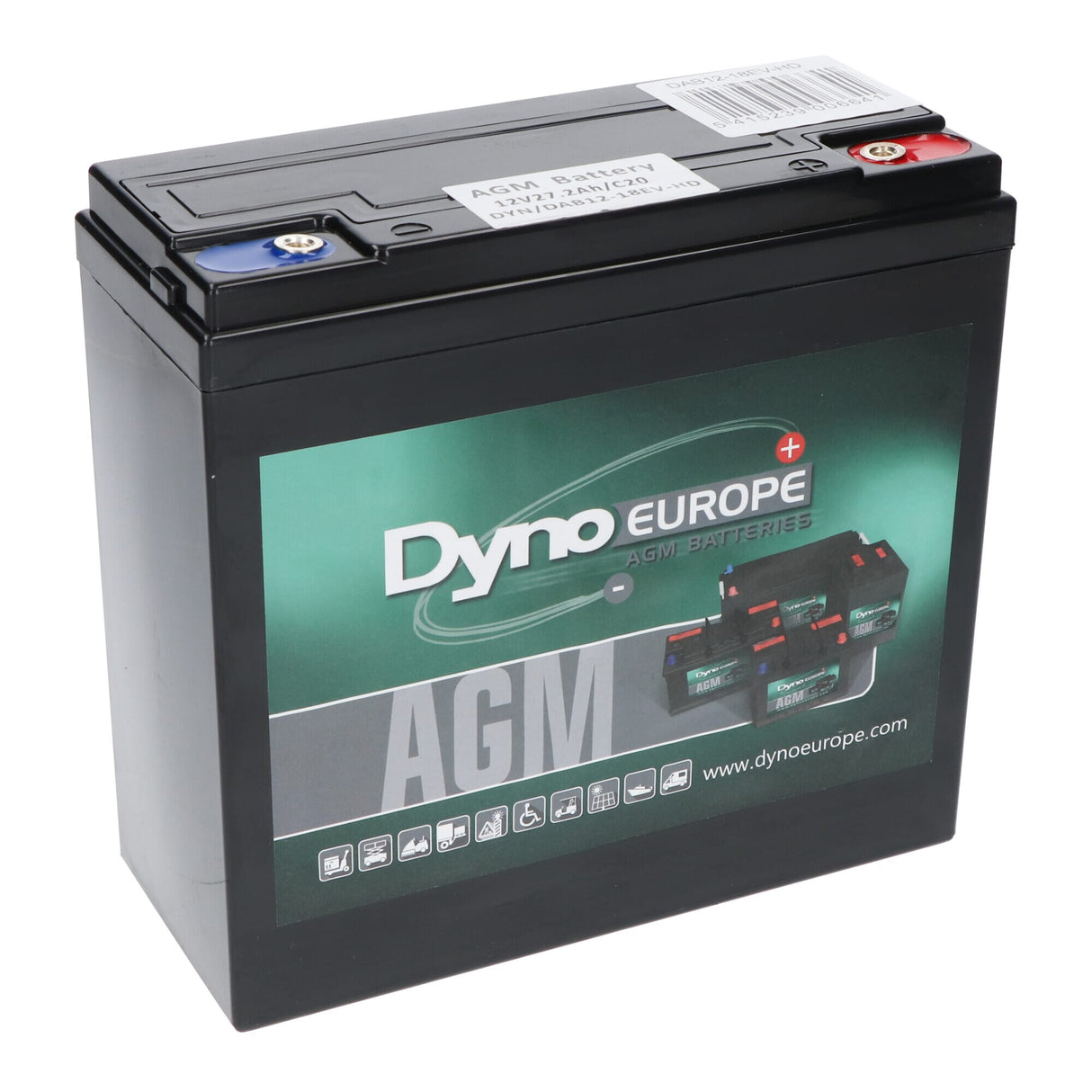 Dyno Eoraip dyno ceallraí aigéad luaidhe 12v 27.2ah