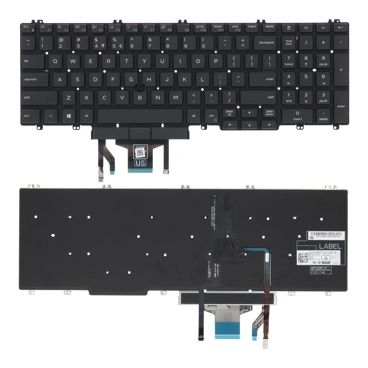 Dell laptop keyboard qwerty us + backlit