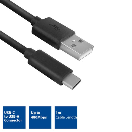 Act usb 2.0 aansluitkabel c male - a male 1 meter, zip bag