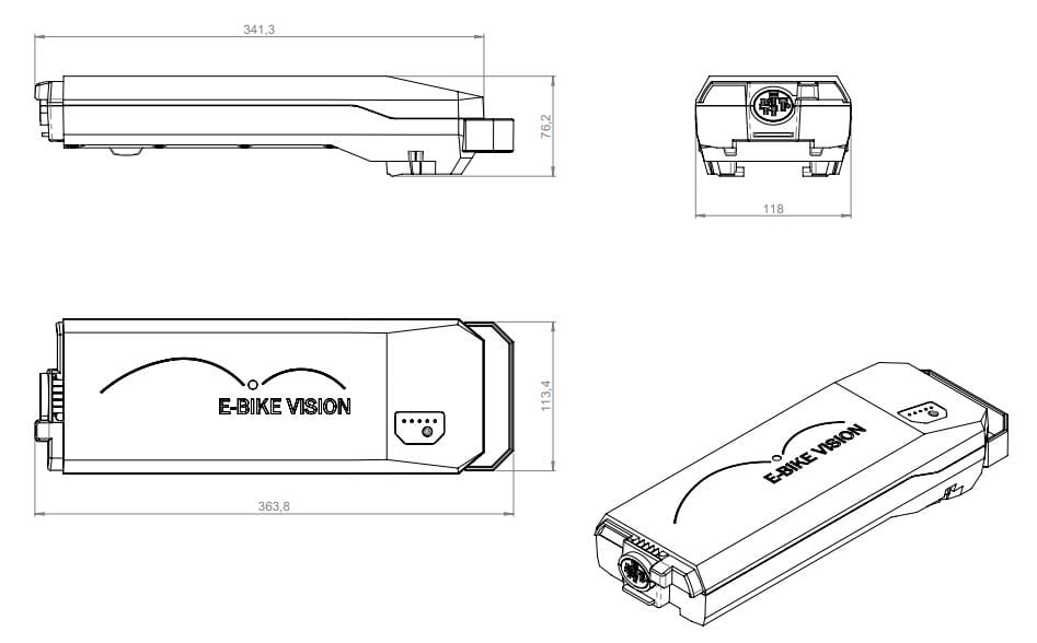 E-bike Vision Fietsaccu voor Active Performance 360Wh Bagage