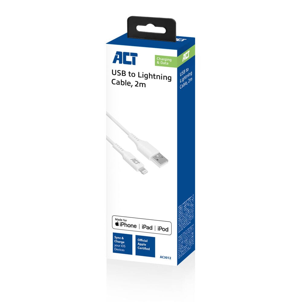 Act USB A to Lightning charging and data cable 2m MFI certified