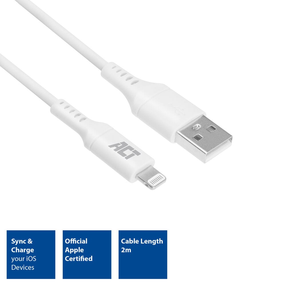 Act USB A to Lightning charging and data cable 2m MFI certified