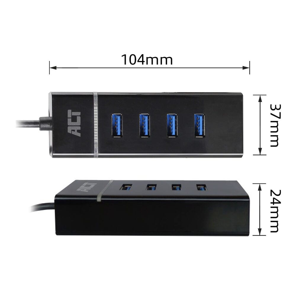 Conectividade ACT Hub USB-C 3.2 com 4 portas USB-A
