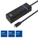 Conectividade ACT Hub USB-C 3.2 com 4 portas USB-A