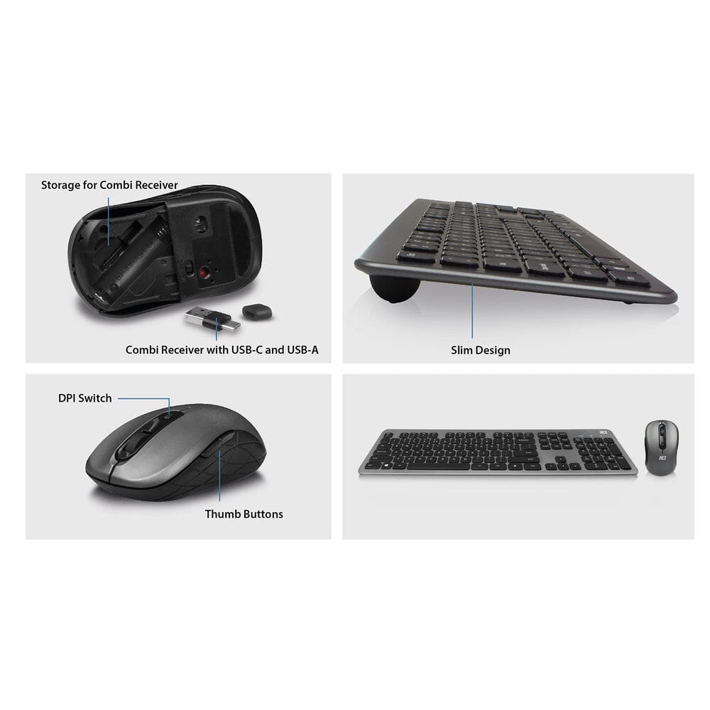 ACT Wireless Set com teclado e mouse (Layout Qwerty US)