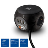 Act square power strip (pdu) with 3 sockets type f 1.5m