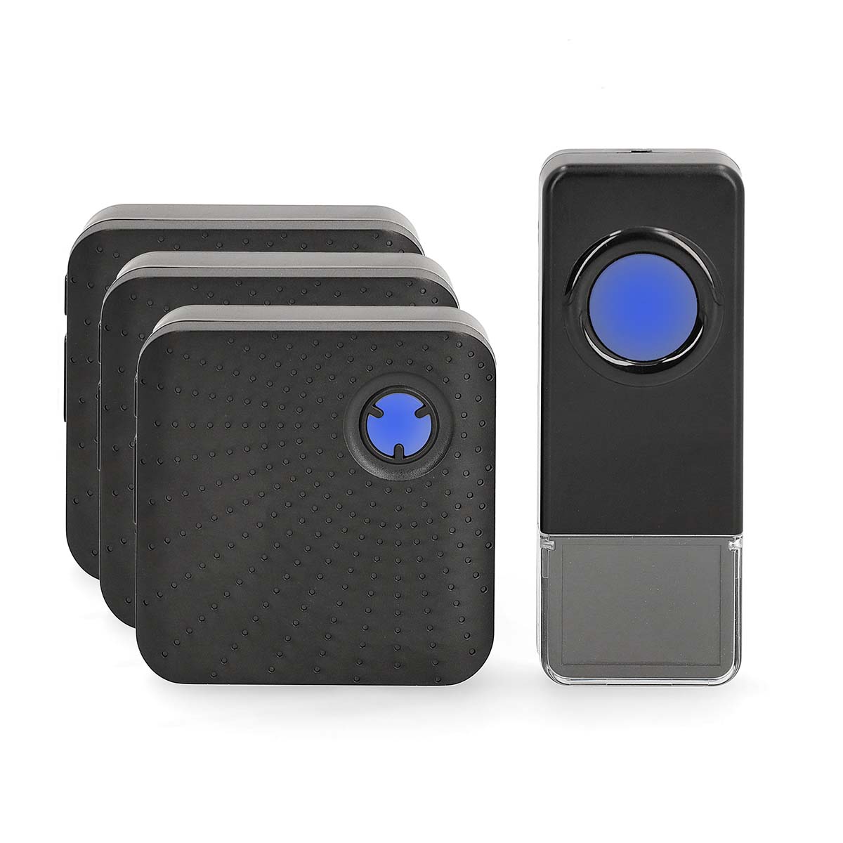 Nedis wireless doorbell set | mains supply | 100 - 240 v ac 50 60 hz | 1x 23a 12v | volume: 110 db | signal range: 150 m | ip55 | adjustable volume | 58 melodies | 3 recipients | black - doorb310bk3