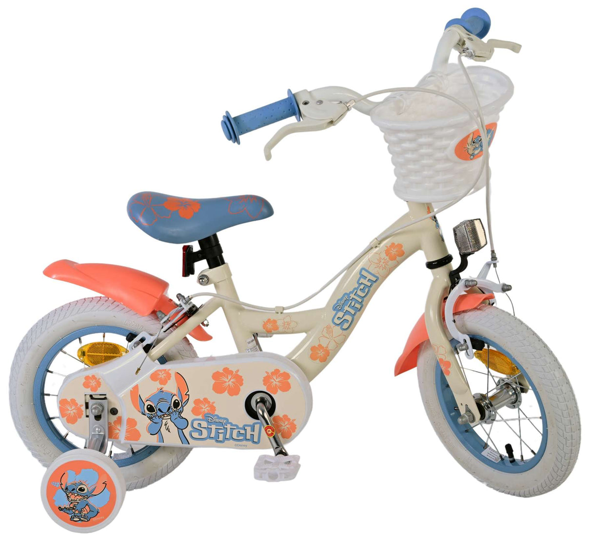 Puntada de puntada para bicicletas para niños niñas de 12 pulgadas de dos pulgadas crema de crema azul