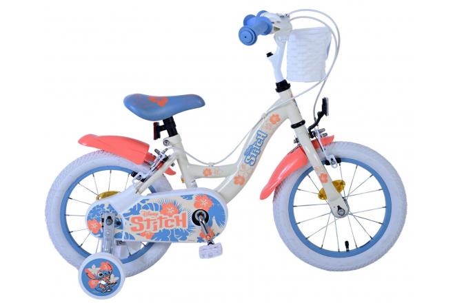 Stitch stitch children's bike girls 14 inch cream coral blue two hand brakes