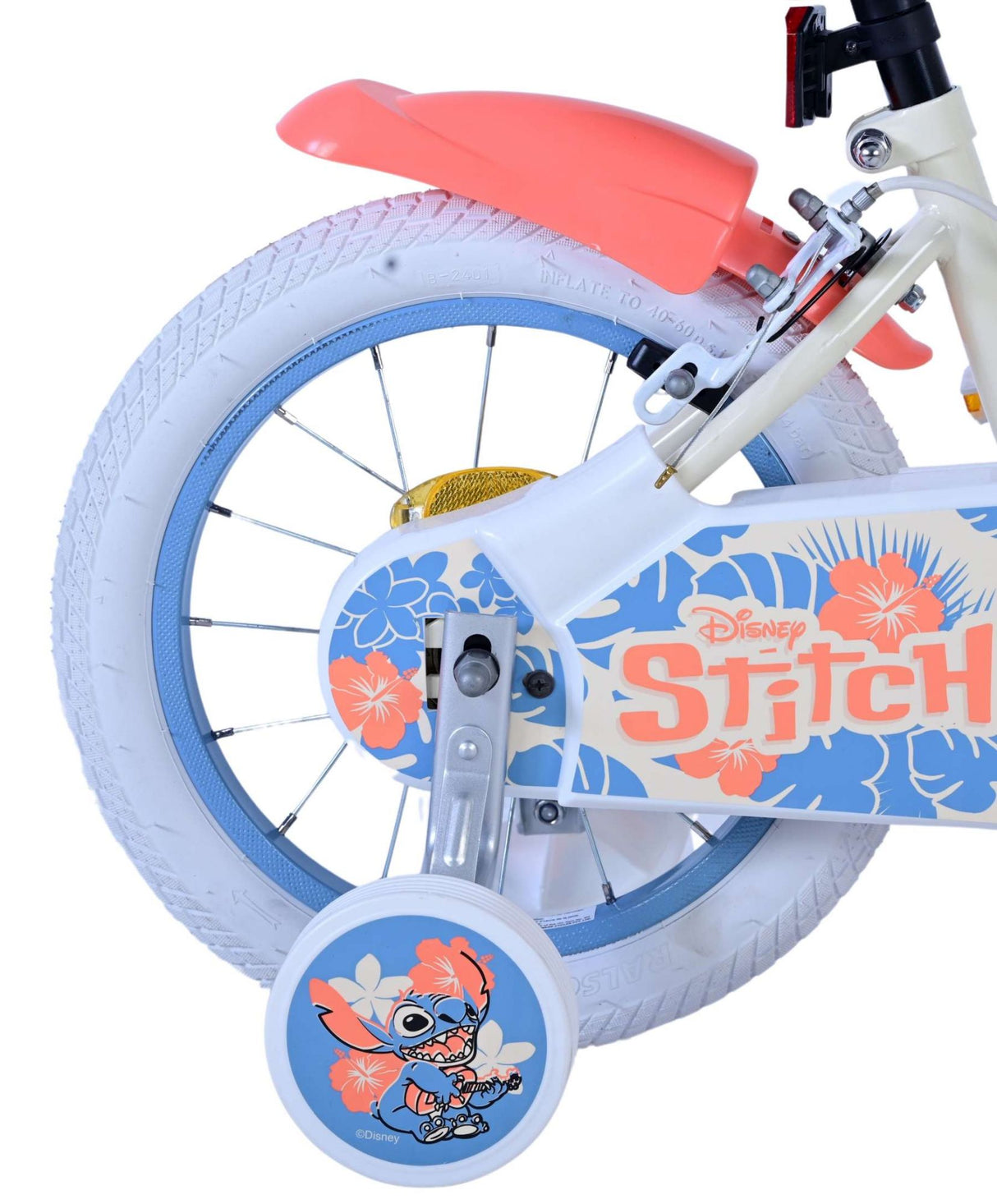 Stitch stitch children's bike girls 14 inch cream coral blue two hand brakes